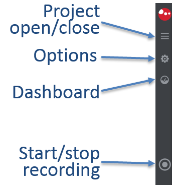 SlingStudio Console app left-side controls with annotations